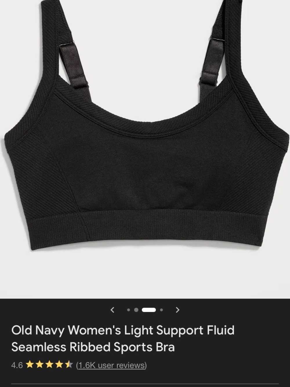 Old Navy Black Seamless Ribbed Light-Support Sports Bra